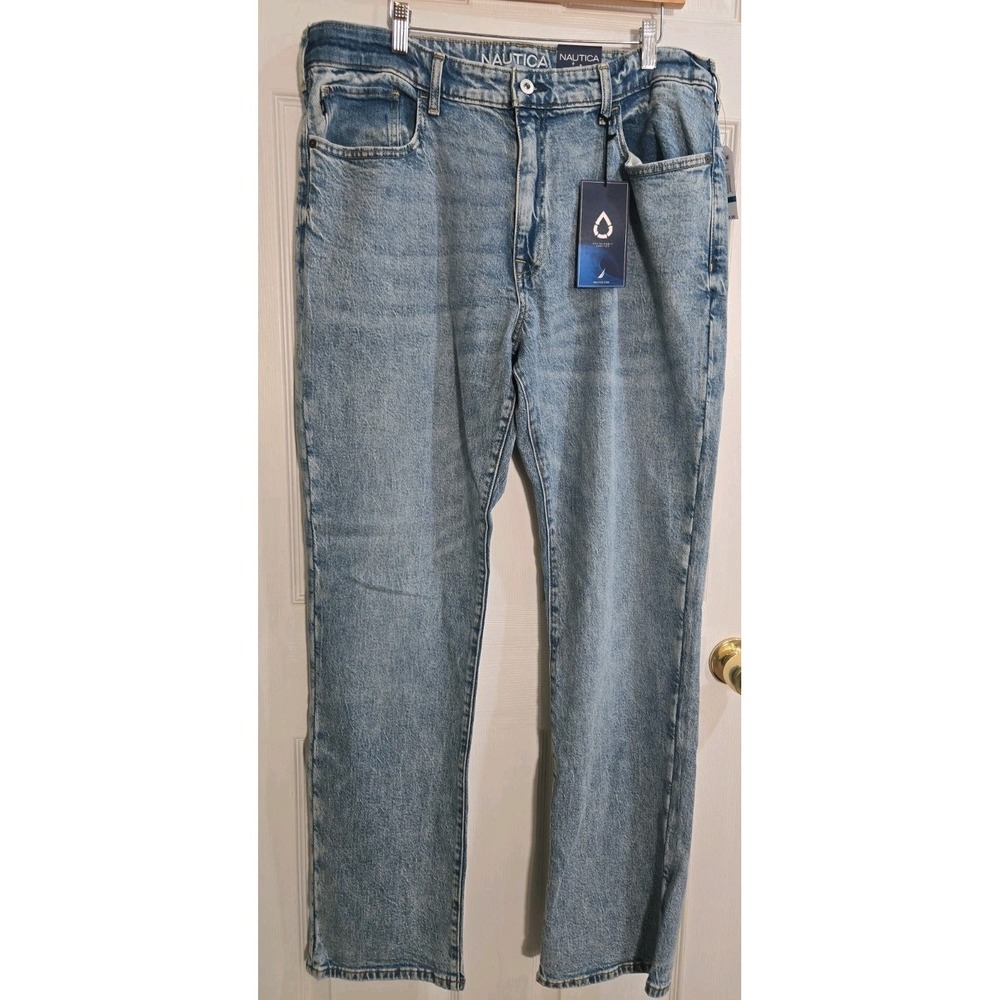 Nautica Mens Jeans 36x34 Original Relaxed Light Acid Wash 5 Pocket NEW